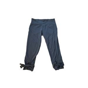 Women 6 Lululemon Gray Capri Crop Leggings Pants Tie Bottom Yoga Athletic